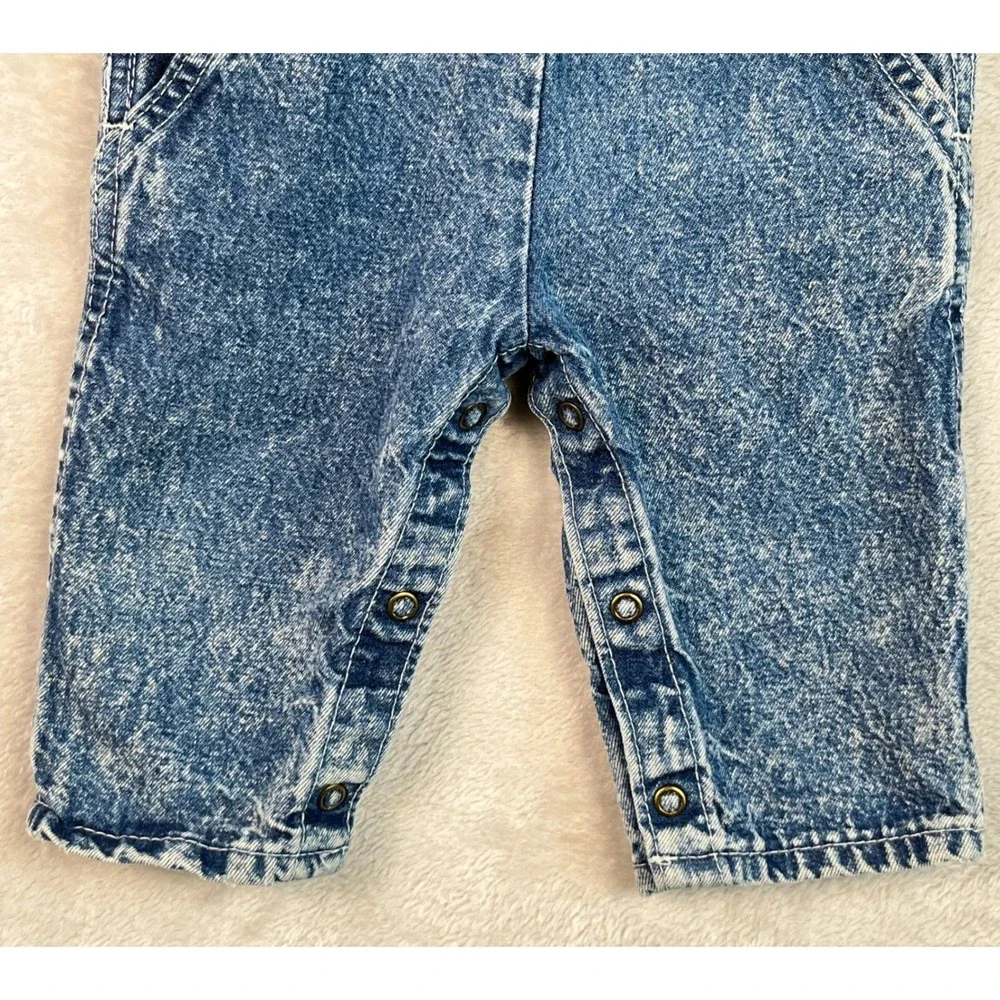 Vintage OshKosh‎ Bgosh Denim Overalls Vestbak Acid Wash 6/9M Cotton 80s 90s Blue
